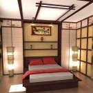 Schlafzimmer Interieur im japanischen Stil