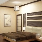 Innenfoto des Schlafzimmers im japanischen Stil