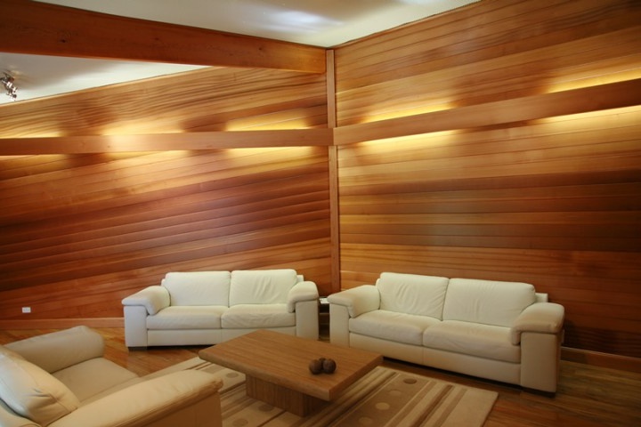 Panel dinding diperbuat daripada foto kayu