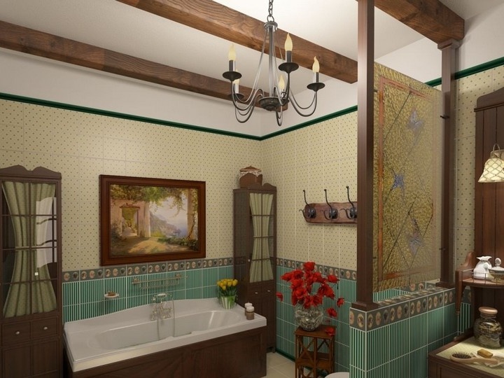 Badezimmerdesign im Landhausstilfoto