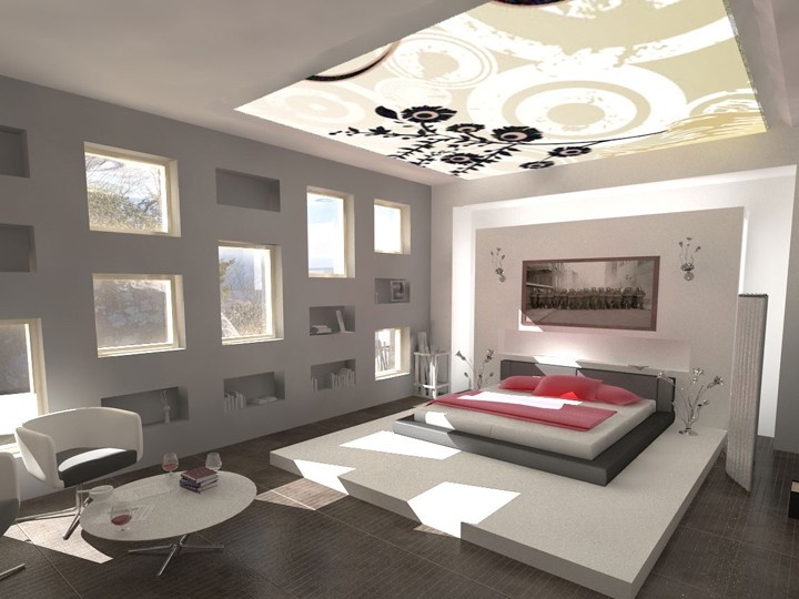 Minimalismusschlafzimmer-Designfoto
