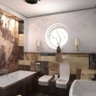 Foto bilik mandi reka bentuk dalaman Art Deco