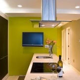 Küche mit einer grünen Wand