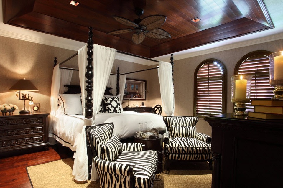 Schlafzimmer in Form einer afrikanischen Hütte.