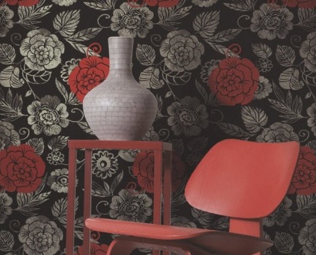 Wallpaper dengan bunga merah