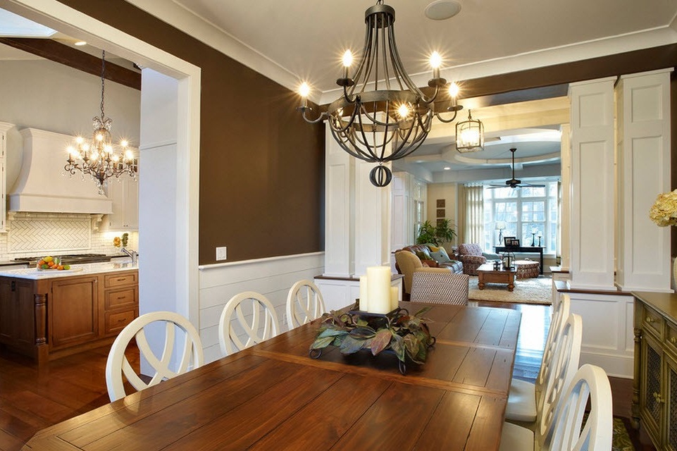 Brown and White Dining Room
