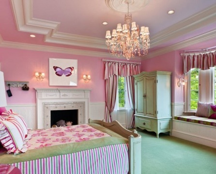 Rosa grünes Schlafzimmer
