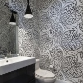 Reka bentuk asal bilik mandi kecil dengan hiasan dinding