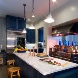 Blaue Küche Interieur