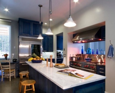Blaue Küche Interieur