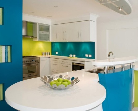Blaue runde Küche
