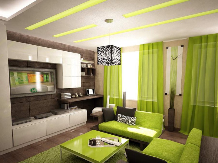 hellgrüne Farbe in der Gestaltung des Raumes