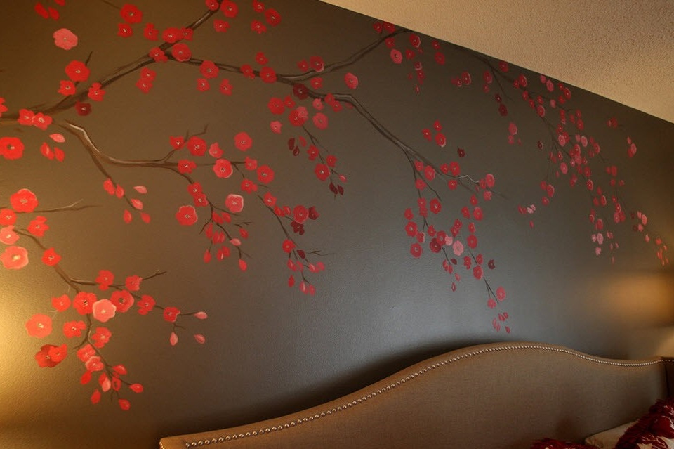 Cawangan Sakura pada kertas dinding foto