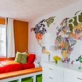 Peta dunia berwarna pada kertas dinding foto